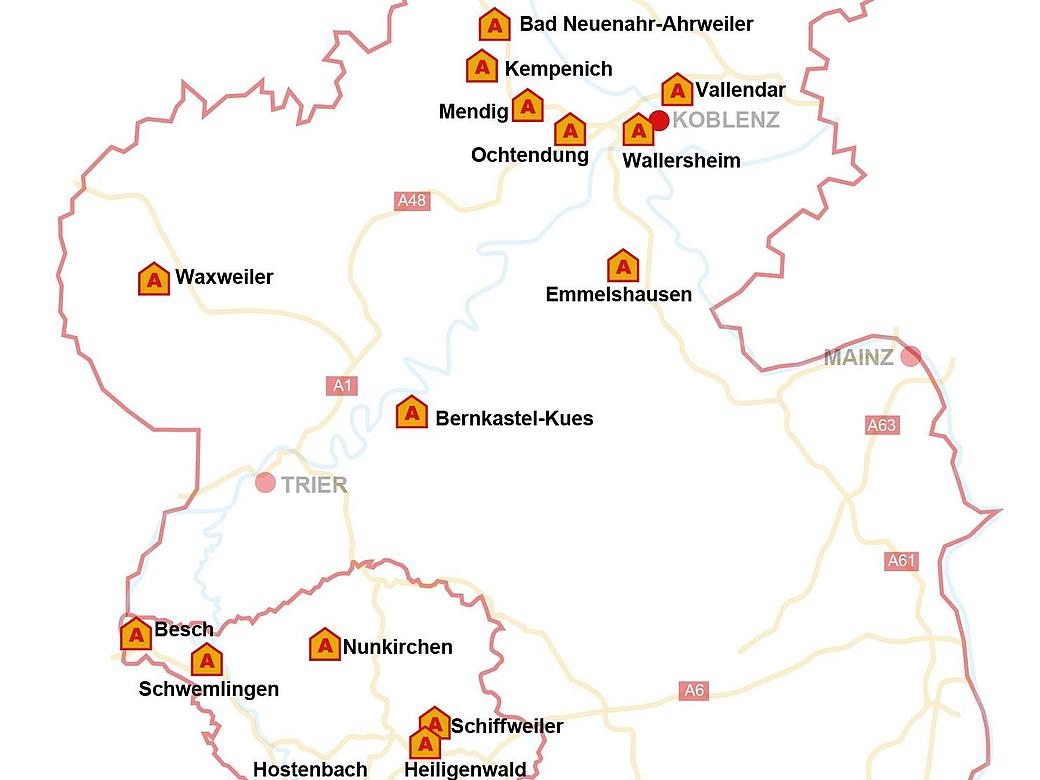 Kartenübersicht der ctt-Altenhilfeeinrichtungen